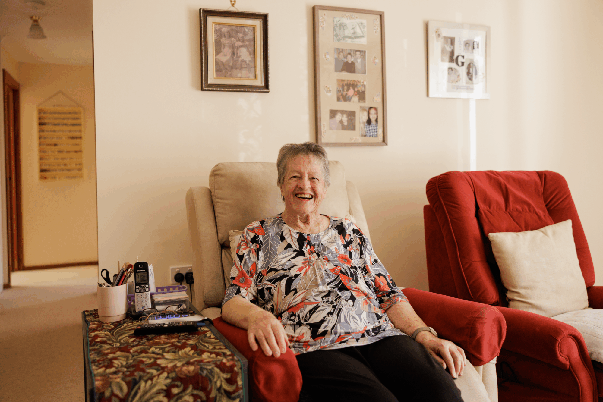 Elderly client comfortable at home