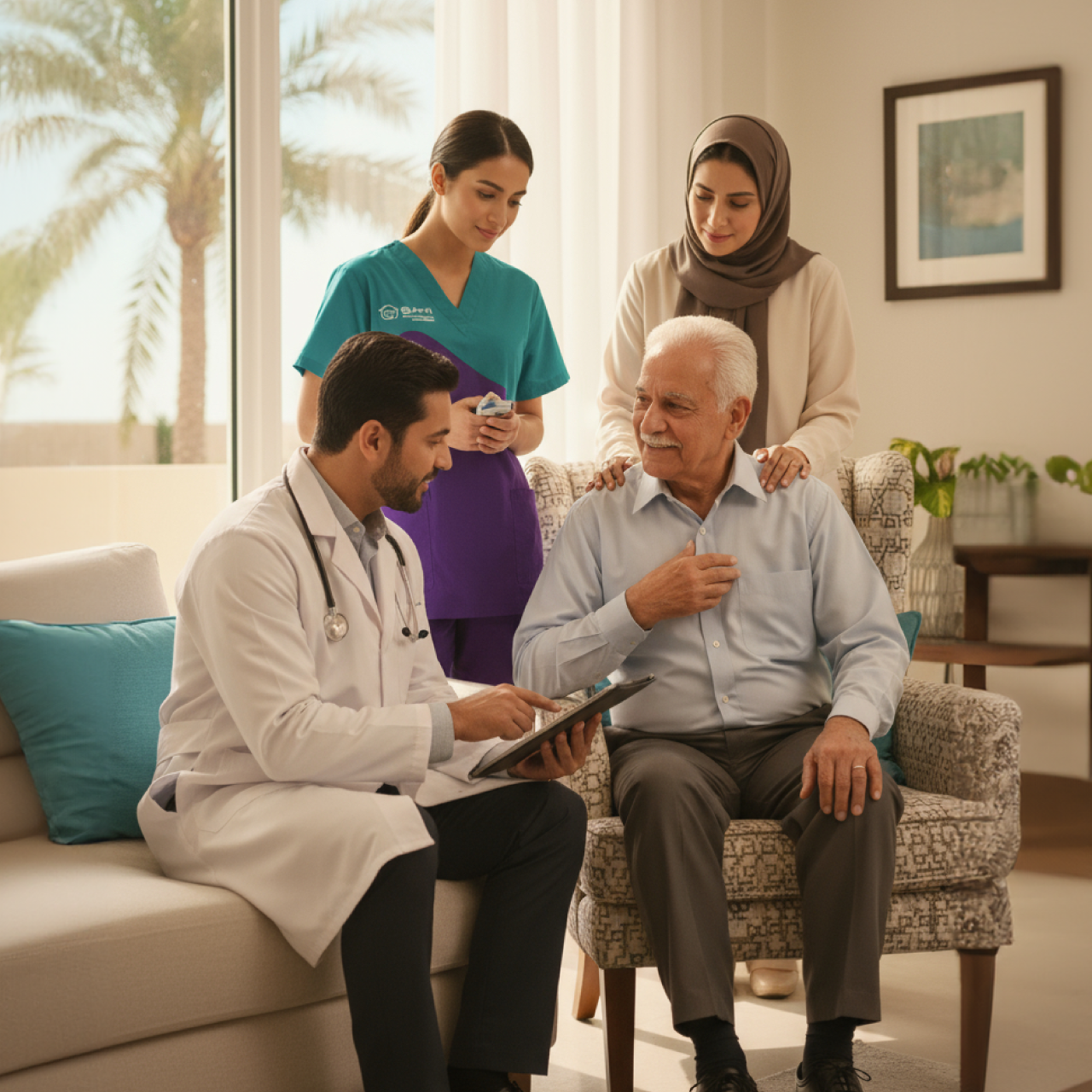 Doctor consulting a patient at home